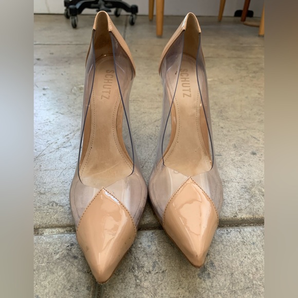 Schutz nude and clear vinyl pumps stiletto heel US 8.5 - Picture 1 of 6